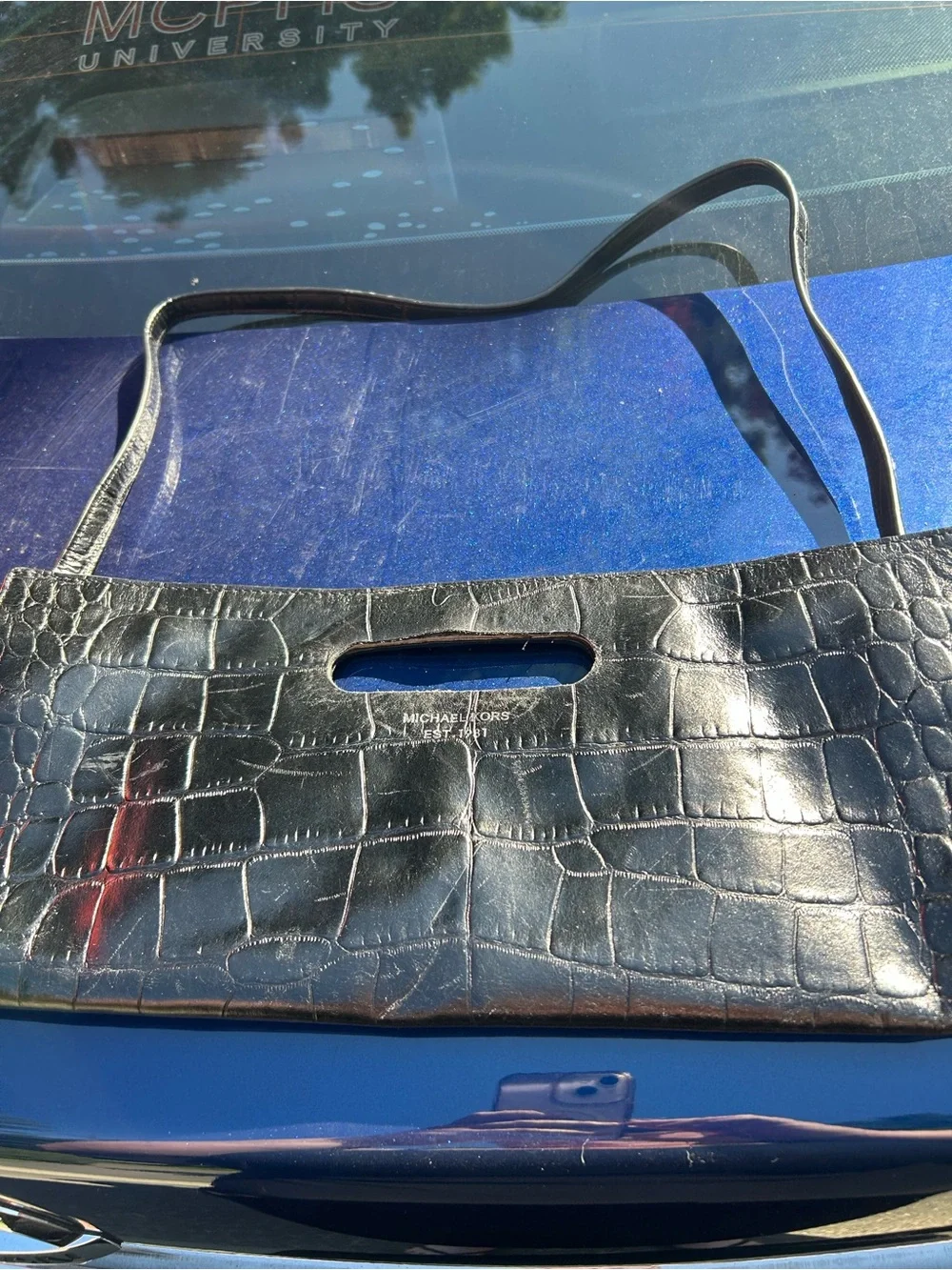 🖤 MICHAEL KORS Black Croc-Embossed Leather Clutch 🖤